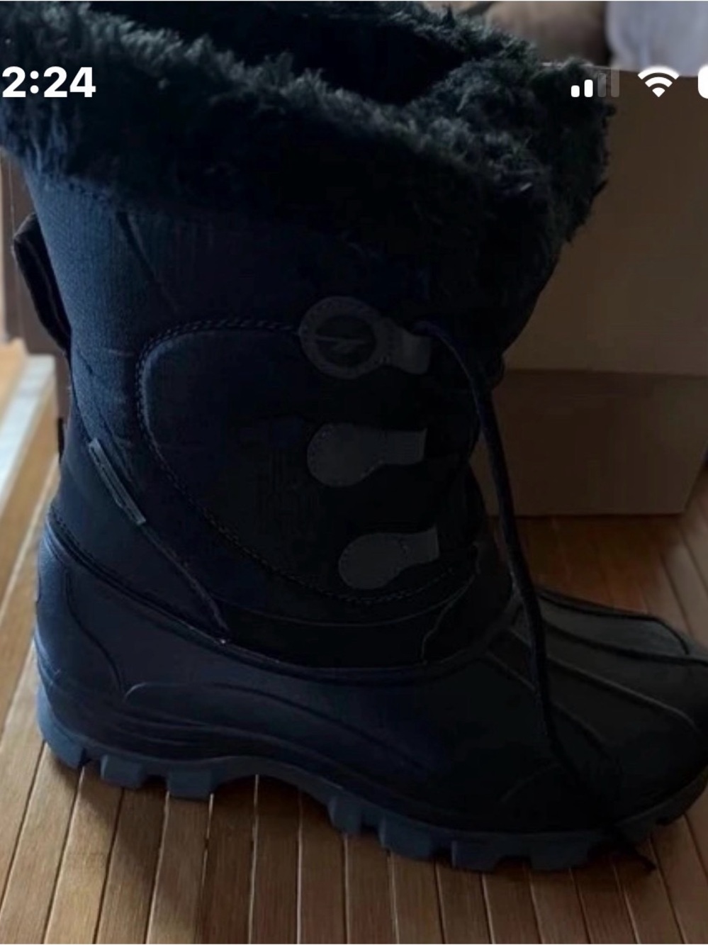 Hi-Tec Black Women's Winter Snow Boots with Faux-Fur Collar